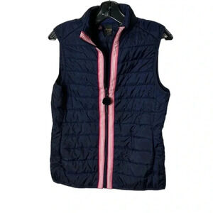 Pearly Vine puffer vest ,women Small.Blue,pink straight ribbon,tassel,Maggie May